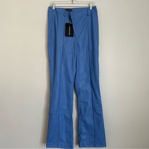 Pretty Little Thing blue bootcut faux leather pants size 6